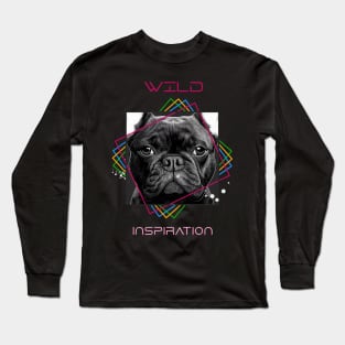 French Bulldog Dog Wild Nature Animal Illustration Art Drawing Long Sleeve T-Shirt